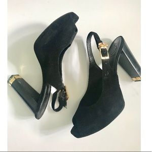 Tory Burch Velvet Peep Toe Heels, Size 9